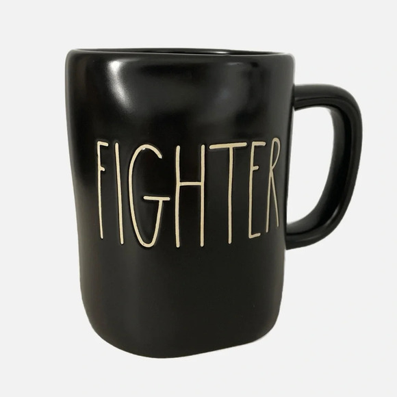 Rae Dunn “Fighter” Coffee Tea Mug Artisan Collection by Magenta Black EUC - Picture 1 of 8